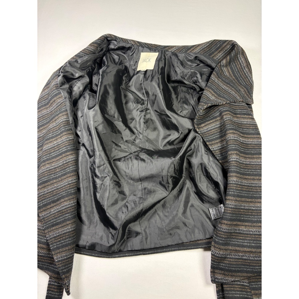 Jack Belted Wrap Jacket Striped Wool Blend Shawl Collar Minimalist Women S - Picture 10 of 11